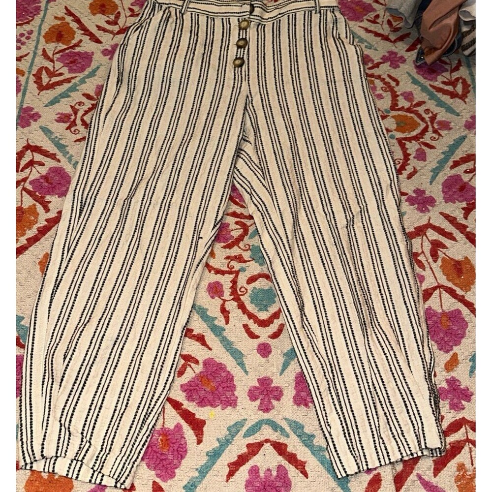 Zara Black & White Striped Cropped Pants